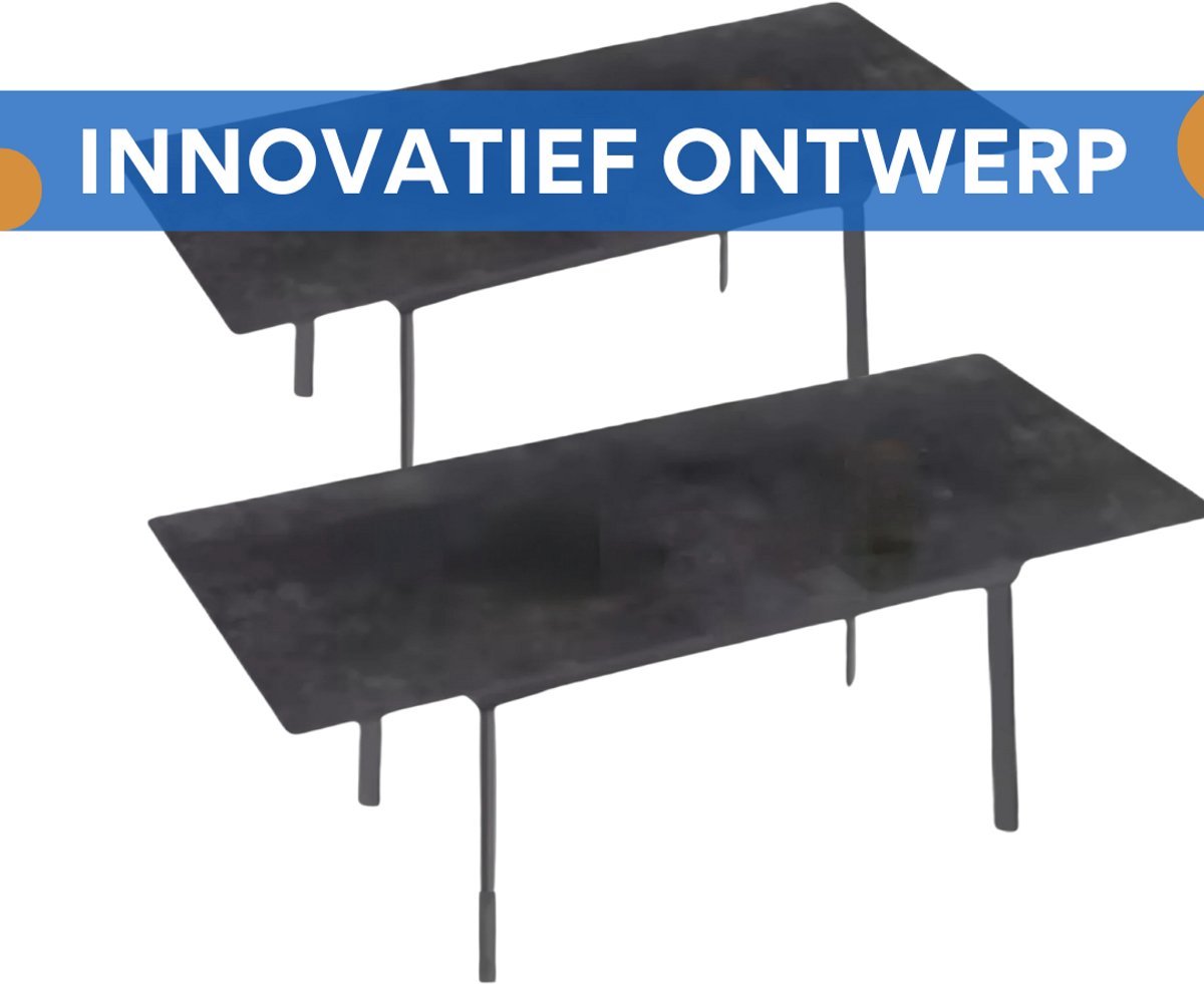Eettafel Grandiose - 8-10 Personen Gesinterde Stenen Eettafel - 180 cm Uitschuifbare Keuken Eettafel voor Kerst - Metalen Frame