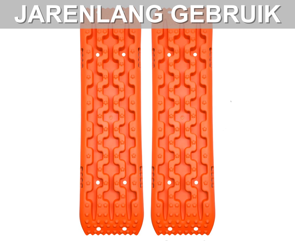 Oprijplaat 2-delig - Tractiebord 2-delig - Oprijblokken - Voor Offroad, Sneeuw & Modder - voor campers & voertuigen - Zand of sneeuw - Oranje