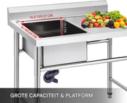 Vrijstaande Gootsteen - Spoelbak - Keukeneiland verplaatsbaar - Keuken - Horeca - RVS - Keukenbar