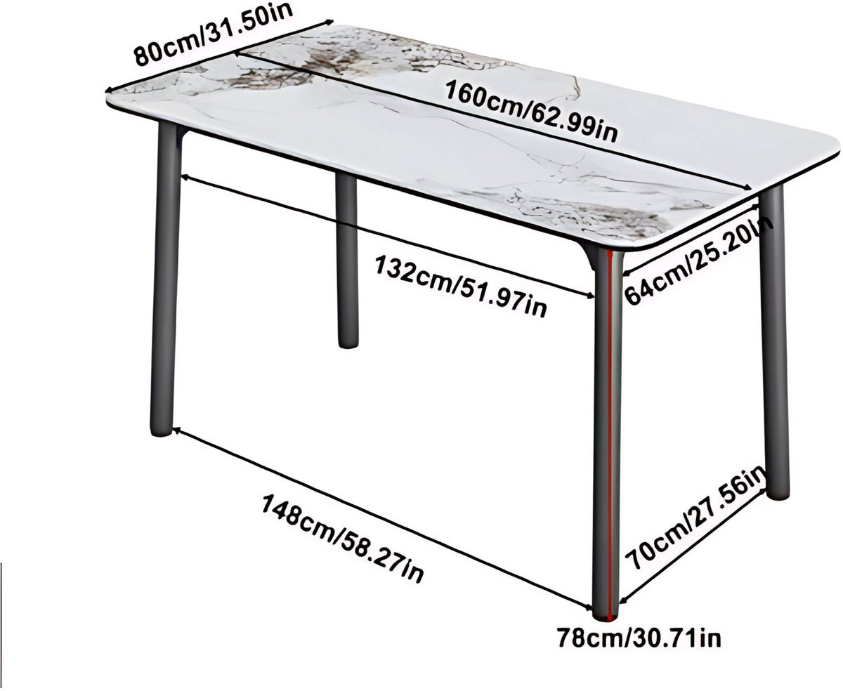 Eettafel Mandino - 4 tot 6 personen - Marmer look - 160cm - Marmer look - Rechthoekig