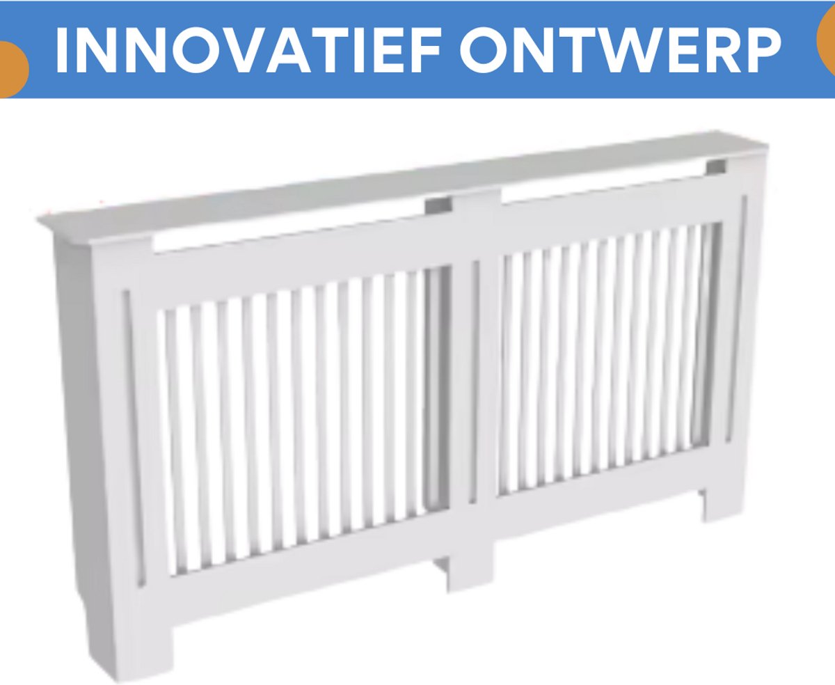 Radiatorombouw - 172x92 cm - Ombouw rooster - Verticale panelen - MDF - Stijlvol - Wit