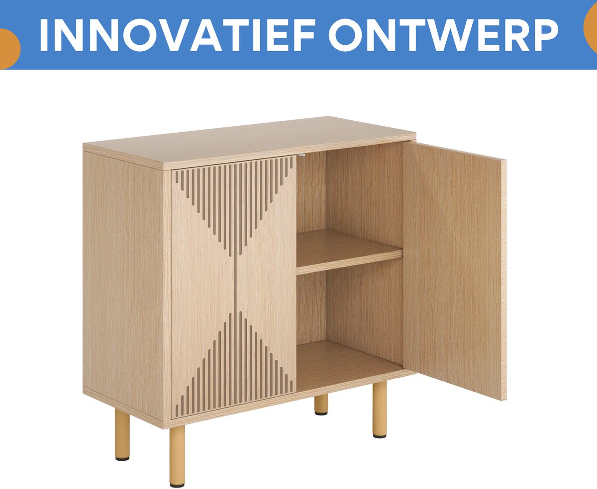 Opbergkast met deuren - Binnen - Voor woonkamer of hal - Dressoir- Naturel