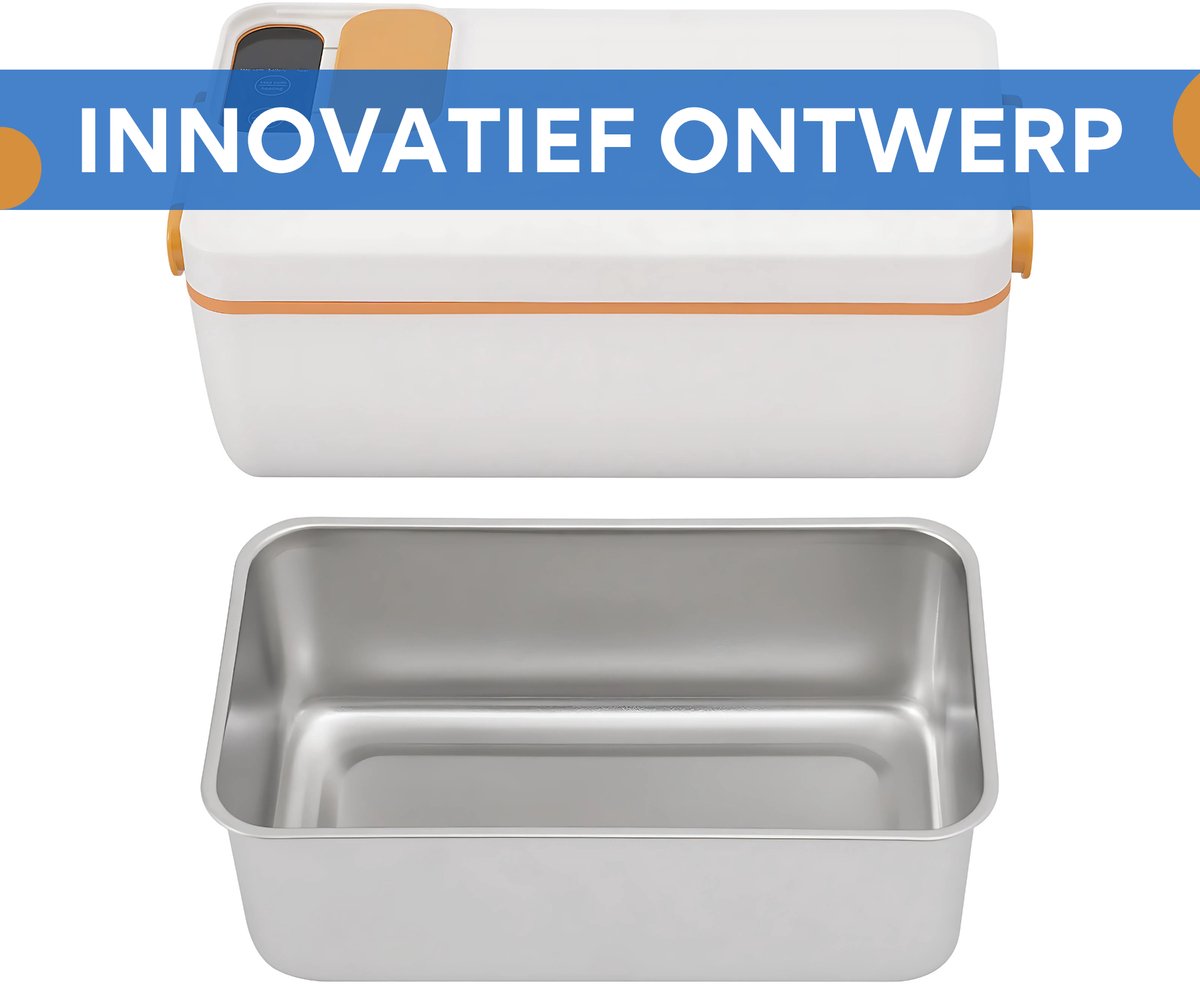 Elektrische Lunchbox - Voor Onderweg, Kantoor & School - Draagbaar & Oplaadbaar met Touchscreen Bedieningsknop - Inclusief Geïsoleerde Tas - Oranje