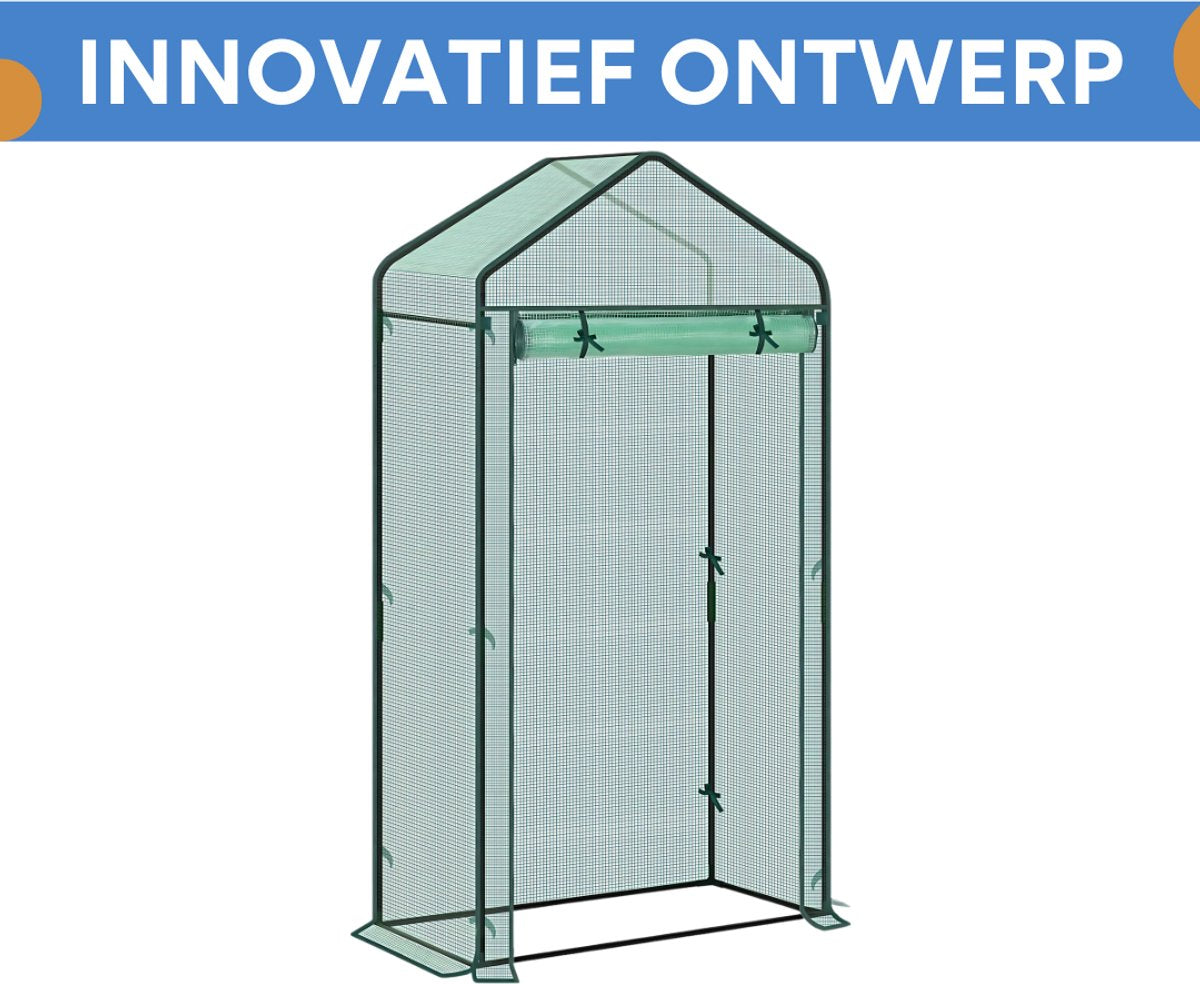 Foliekas Tuinkas - Winterbestendig - PE-folie 135 g/m² - Kweekhuis - Broeikas - Kweekkast voor tomaten & klimplanten - 100x50x190cm Groen