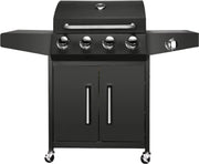 BBQ 5 in 1 - Barbecue op gas - Zwart - Thermostaat - Olievanger accessoires - Gasgrill met zijbrander