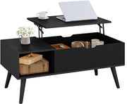 Salontafel Dulvia- Zwart - Tafel voor woonkamer - Met opbergruimte en hefplank - Laptoptafel