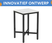 Nervio Bartafel - 70cm - Voor binnen - Keuken, woonkamer, restaurant - Marmer look - 4 personen - Glossy wit