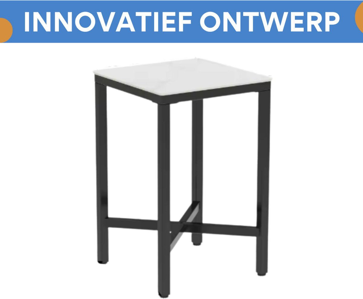 Nervio Bartafel - 70cm - Voor binnen - Keuken, woonkamer, restaurant - Marmer look - 4 personen - Glossy wit