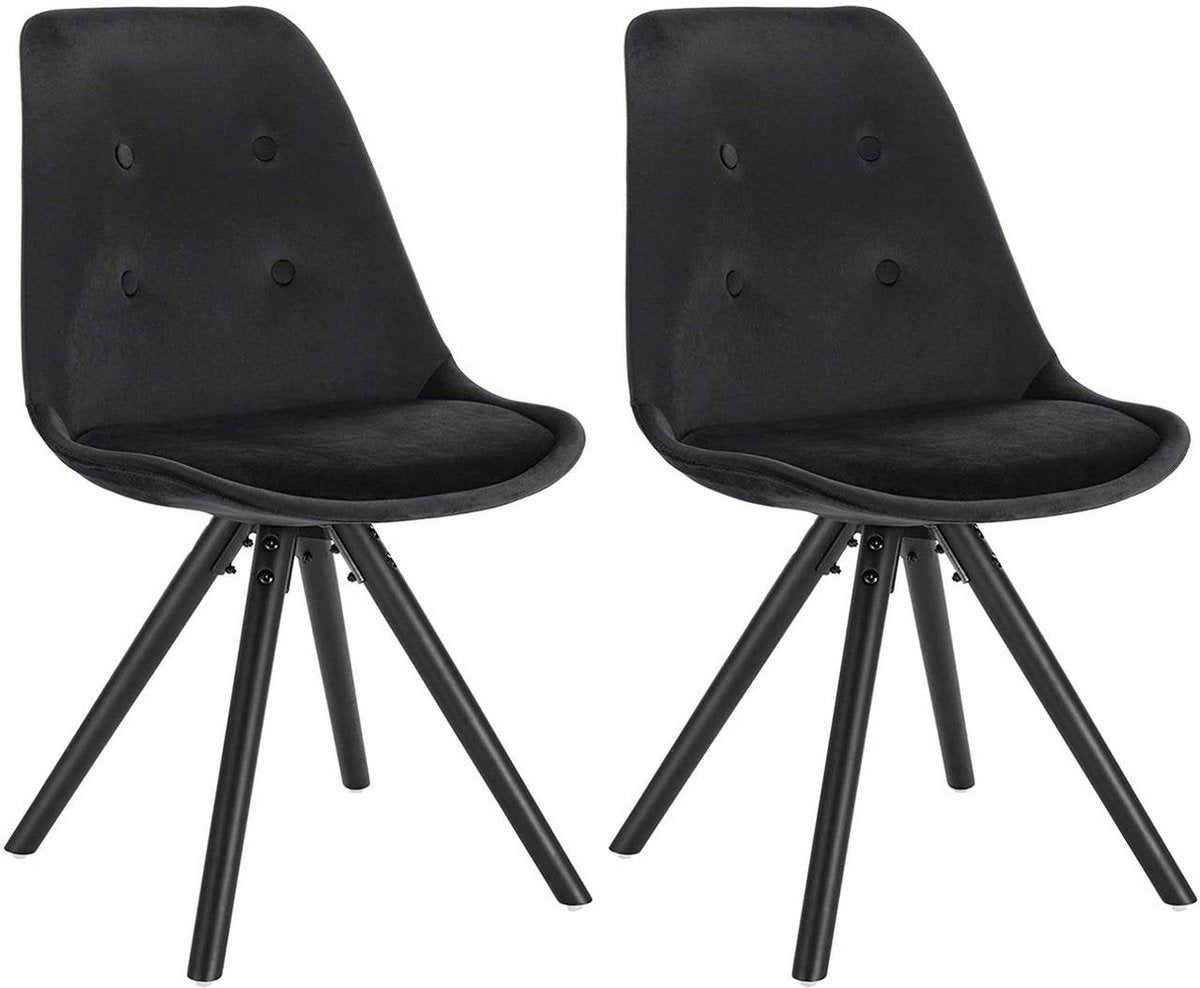 Bezoekersstoelen - Zwart Velvet - Houten poten - Zithoogte 46cm - Set van 2