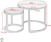 Happyment Salontafel modern - Set van 2 - Landelijk - Woonkamer - Rond - Goud - 60 en 40cm
