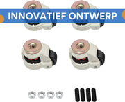 Set van 4 Zwenkwielen - Wielen - Industriële wielen - Transportwielen - Trolley wielen - Voor Tafels & Zware Apparatuur - Intrekbaar & 360° Draaibaar - 4 Stuks GD-60S, Tot 500 kg