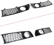 Grille RS Quorin - Zwart RS Stijl Voorste Bovenste Grill + Mistlicht Grille A4B6 - Voor Audi A4 B6 (2002-2005) - Auto Accessoires