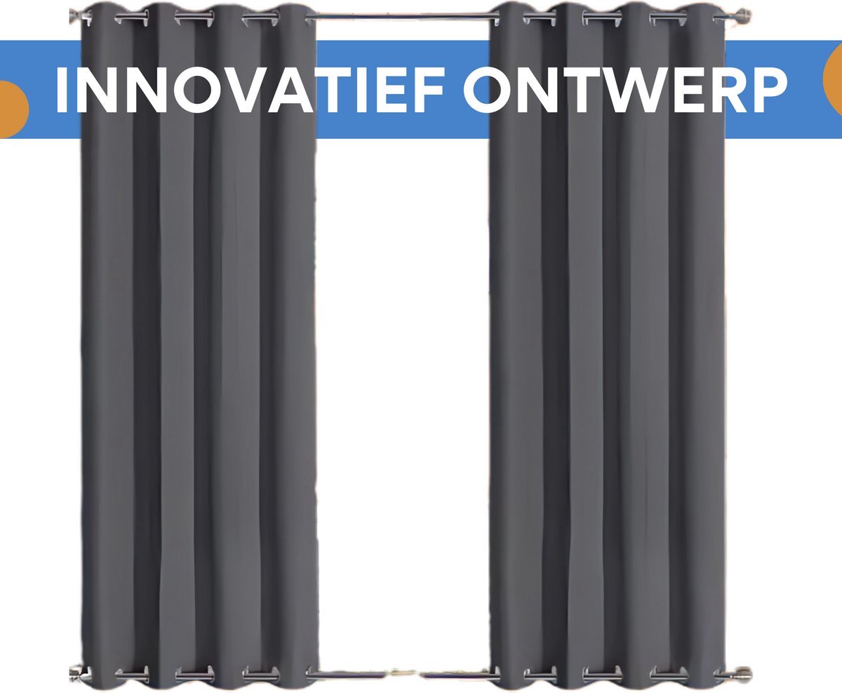 Buitengordijn Vaylen - Waterdicht - Winddicht en verduisterend - Voor Overkapping, Tuinterras, Gazebo en Pergola - Thermisch Geïsoleerd - Donkergrijs 140x275cm