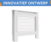Radiatorombouw - 78x92 cm - Ombouw rooster - Horizontale panelen - MDF - Stijlvol - Wit