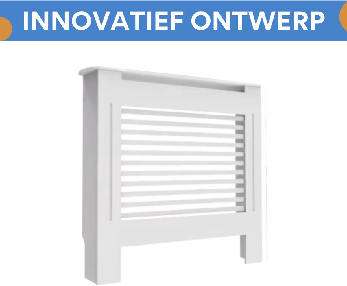 Radiatorombouw - 78x92 cm - Ombouw rooster - Horizontale panelen - MDF - Stijlvol - Wit