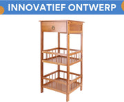 Opulence Rustiek Nachtkastje - Voor Slaapkamer of Woonkamer - Bijzettafeltje met Lade en Open Plank - Houtlook Afwerking - 78cm