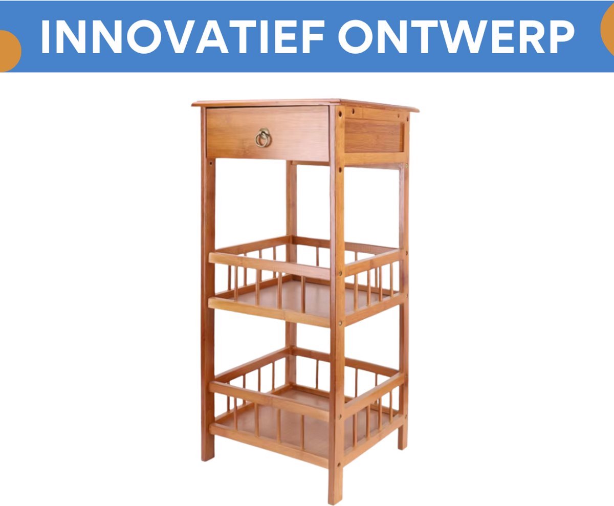 Opulence Rustiek Nachtkastje - Voor Slaapkamer of Woonkamer - Bijzettafeltje met Lade en Open Plank - Houtlook Afwerking - 78cm