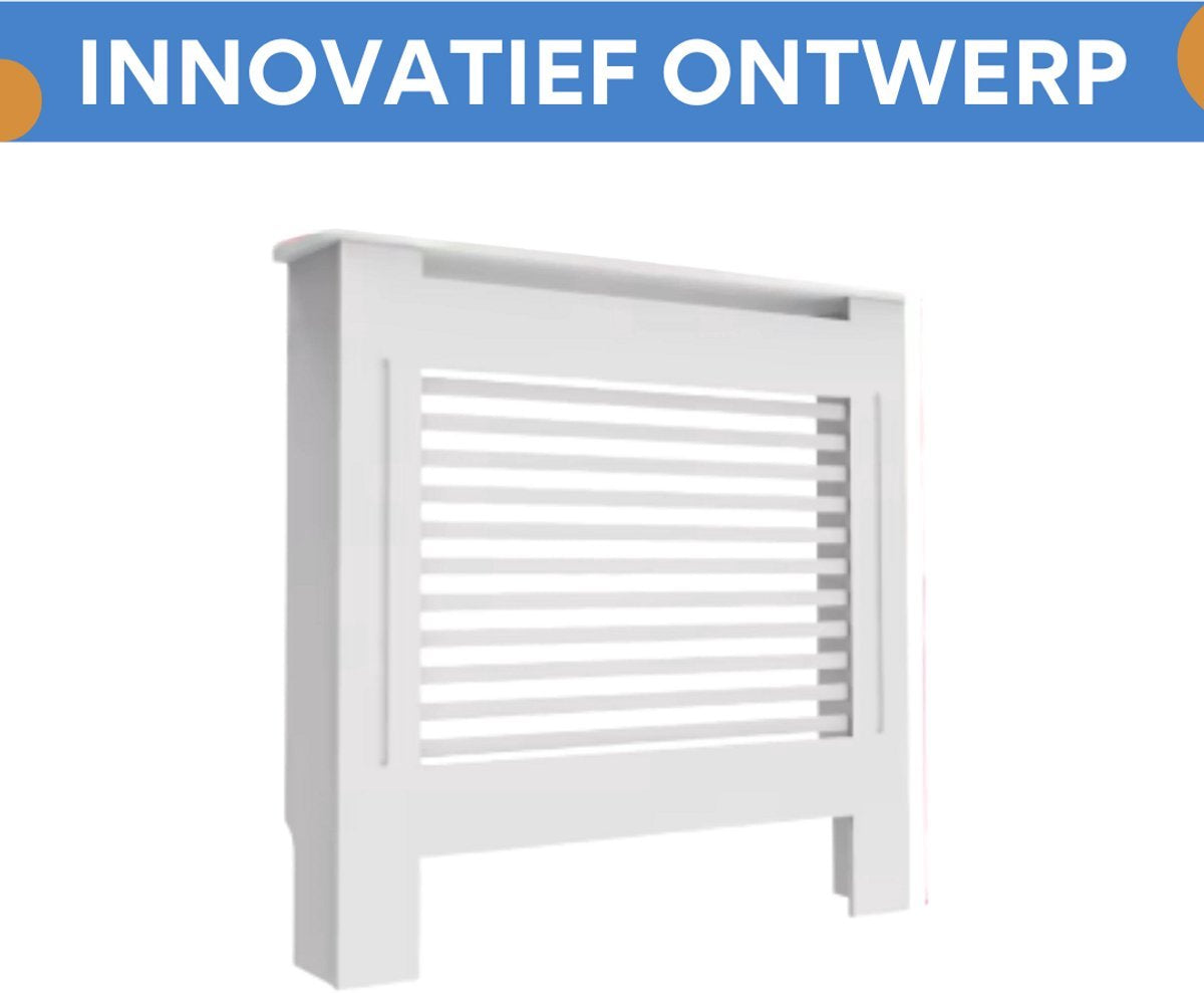 Radiatorombouw Grandiose - 78x92 cm - Ombouw rooster - Horizontale panelen - MDF - Stijlvol - Wit