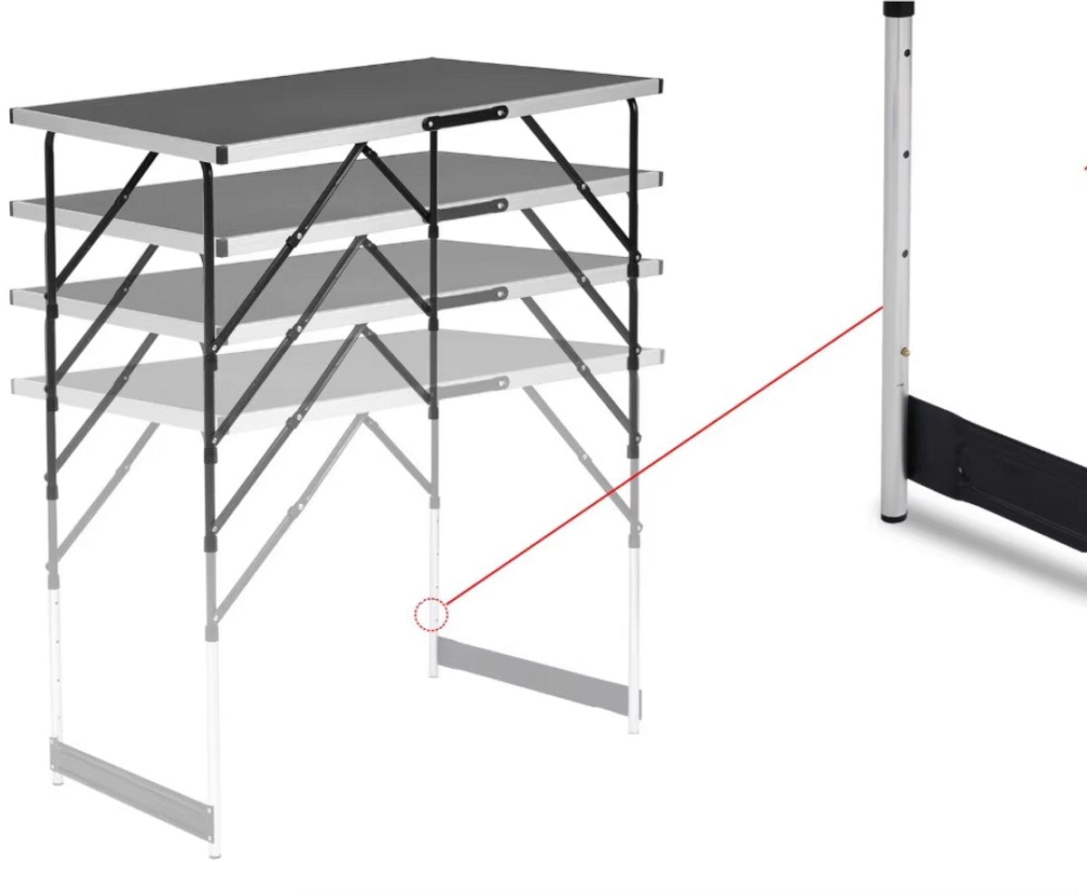 Aluminium Staal Opvouwbare Campingtafel - Voor Buiten - Dinertafel voor Tuin, Balkon, Picknick, BBQ en Familiefeest