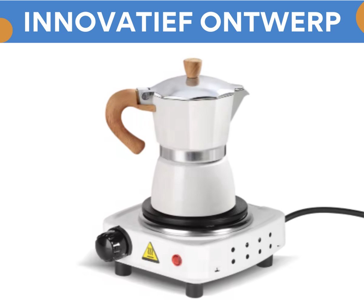 Espresso Tavien - koffiemaker - Wit - Percolator - Moka pot - Met Koffiemolen - Camping en thuisgebruik