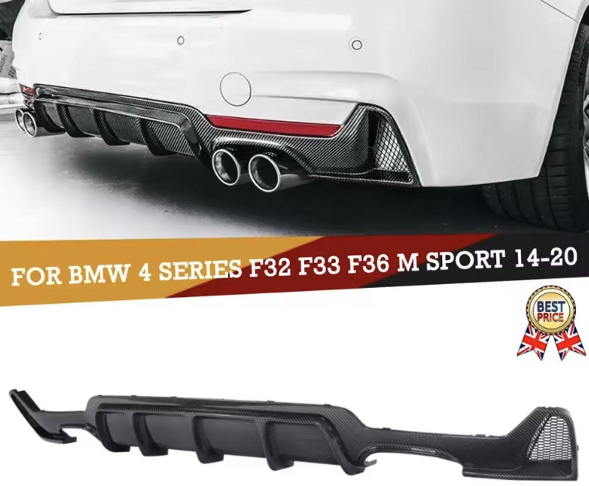 Quad Uitlaat Diffuser Carbon Pro- Voor BMW 4 Serie F32/F33/F36 M Sport (2014-2018)- Carbon Look - Auto accessoires