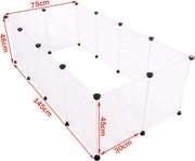 Happyment Dierenren Diva - Ren Deluxe XXL - Verstelbaar - Voor binnen - Puppyren - Kleine dieren - Kittens - Wit - 145 x 75 x 46cm