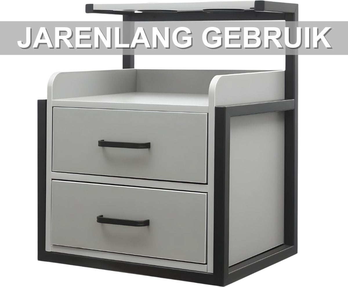 Wandkast - Hangkast - Muurkast - Opbergmeubel - Voor kapsalon - Opbergkast met wandmontage -Zwart/Grijs
