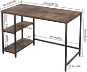 Bureau met open opbergplanken - Multifunctioneel schraagbureau voor thuiskantoor en studiowerkstation - Bruin - 120x60 cm