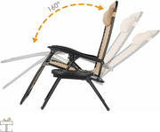 Happyment Opvouwbare strandstoelen 2 stuks - Tuinstoelen met tafeltje - Zonnebed - 0° tot 160° Verstelbaar - Beige