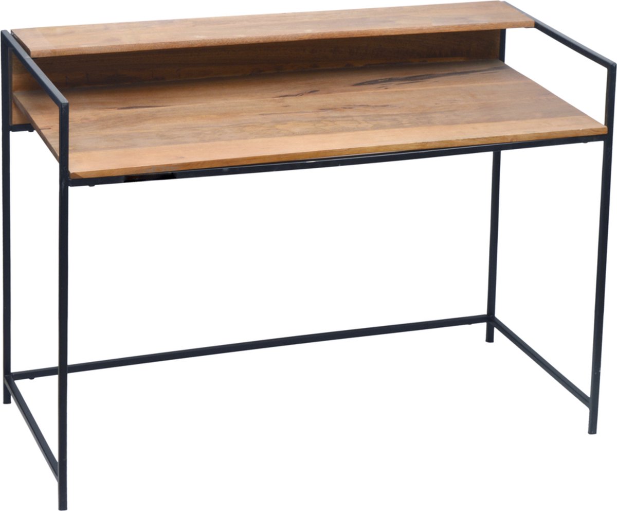 Bureau Classy - Met plank - Mangohout - Kaptafel - Bruin metalen Frame - 51x109x79 cm