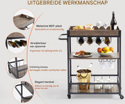 Serveerwagen - Serveerwagen op wieltjes - Dienbladwagen - Serveerkar