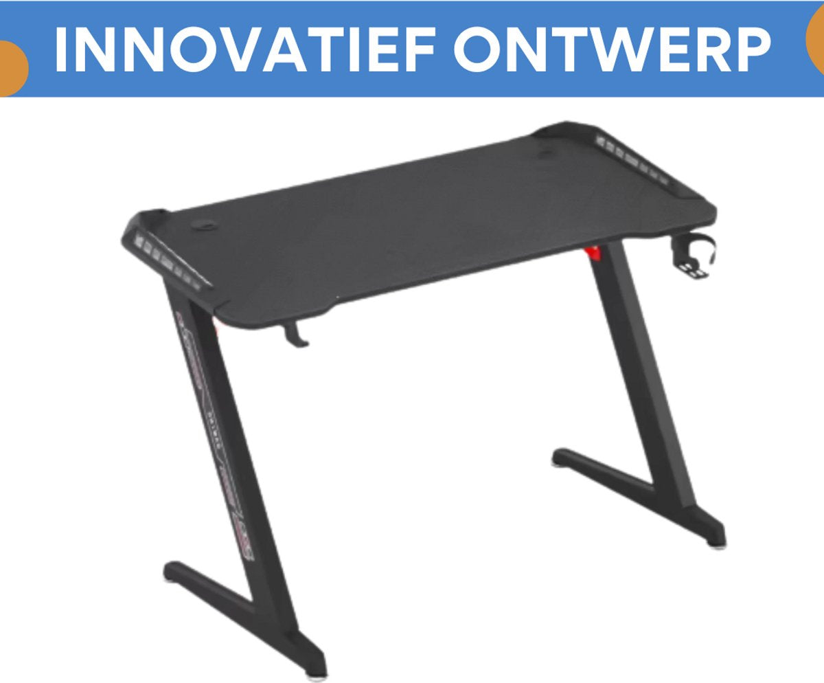 Gaming bureau Nevio - Met LED verlichting - 140cm desk - Metalen poten