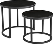 Happyment Salontafel Designer - Woonkamer - Ronde salonTafel - met Spaanplaat Blad - marmer look - Modern - Zwart