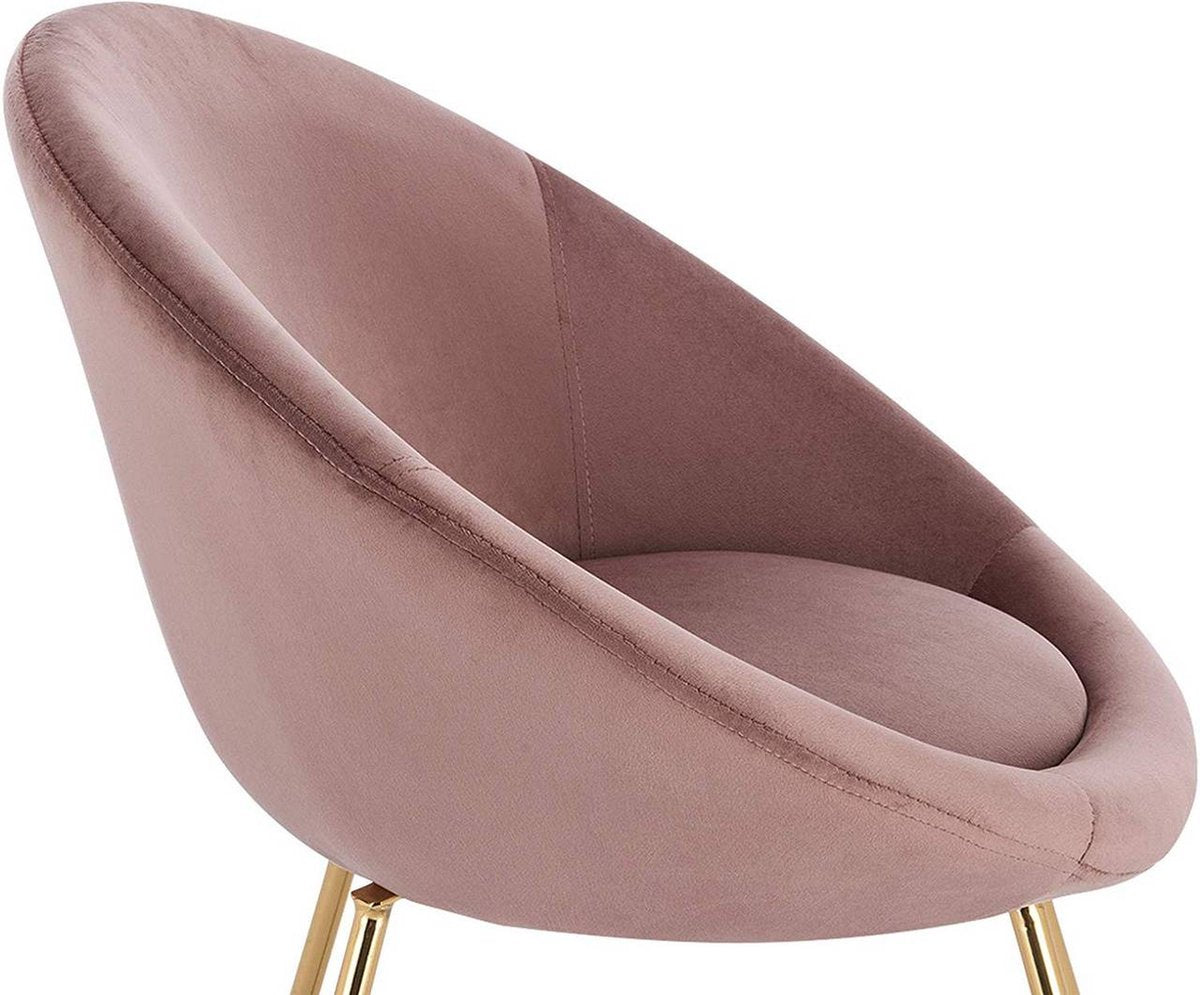 Happyment Bezoekersstoel Zita - Eetkamerstoel - Roze Velvet - Metalen poten - Set van 1 - Zithoogte 44 cm - Deluxe