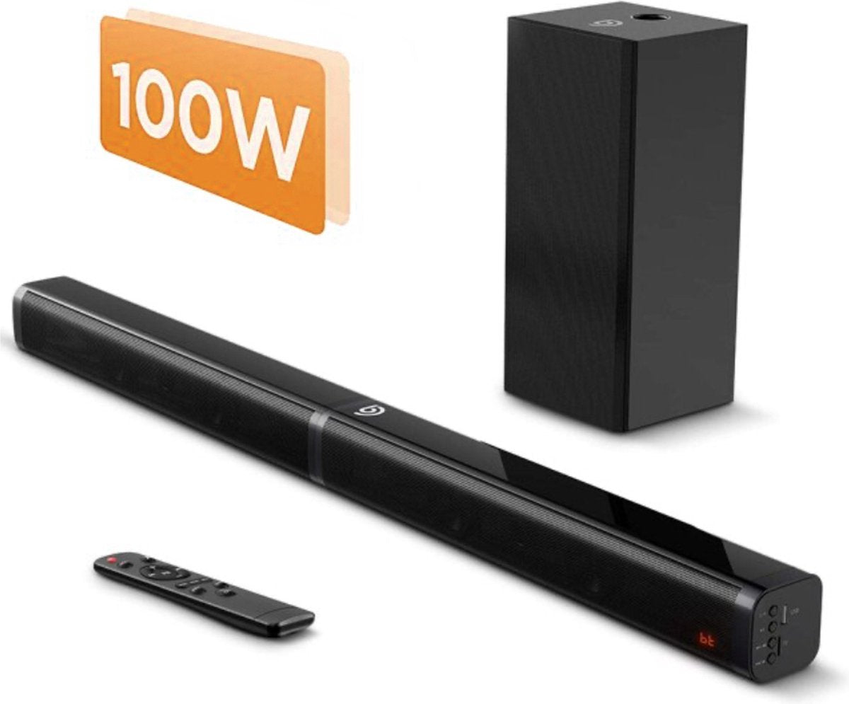 Happyment® Soundbars voor TV & PC - Bioscoop ervaring - Subwoofer - Bluetooth - 3D stereo surround sound USB - 100W