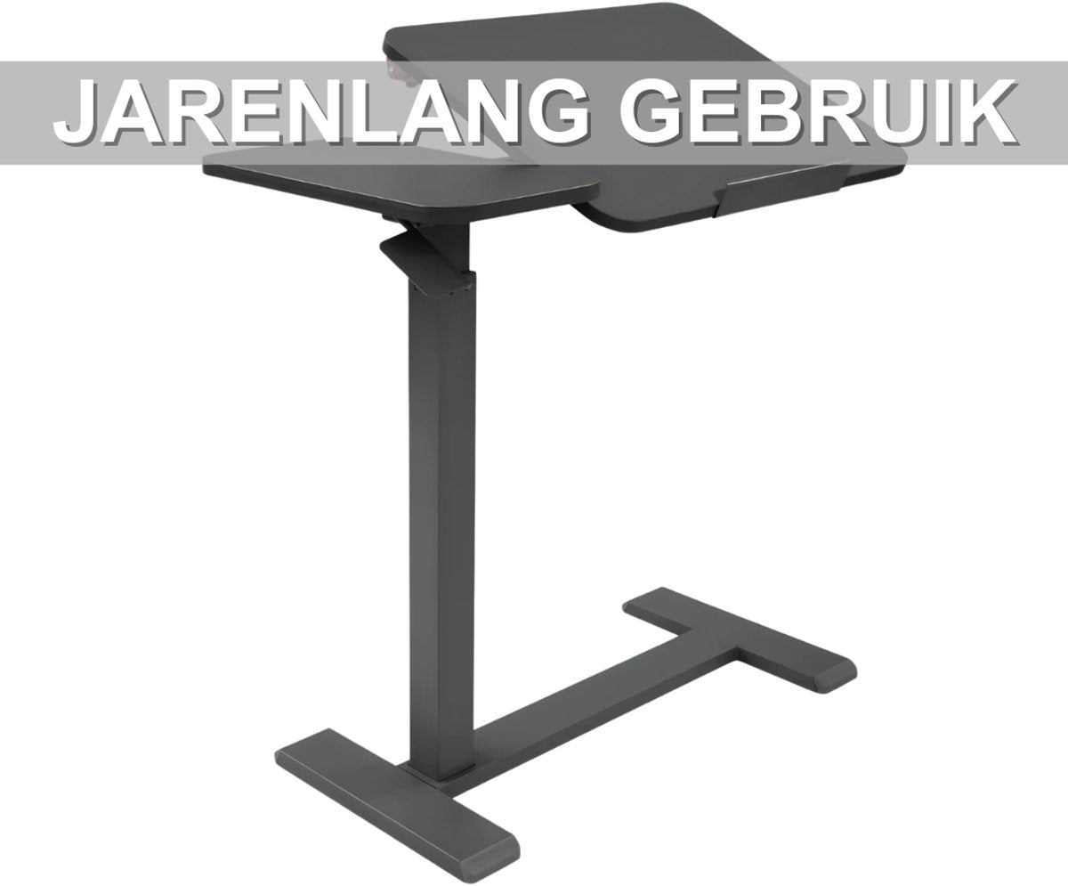Laptoptafel - Bijzettafel - Bedtafel - Banktafel- Voor gebruik aan bed of kantoor - Verstelbaar - Zwart