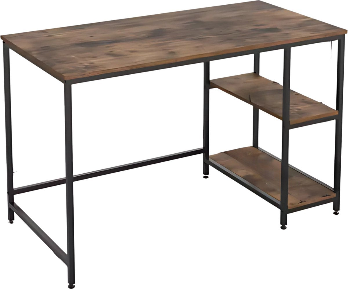 Bureau met open opbergplanken - Multifunctioneel schraagbureau voor thuiskantoor en studiowerkstation - Zwart - 120x60 cm