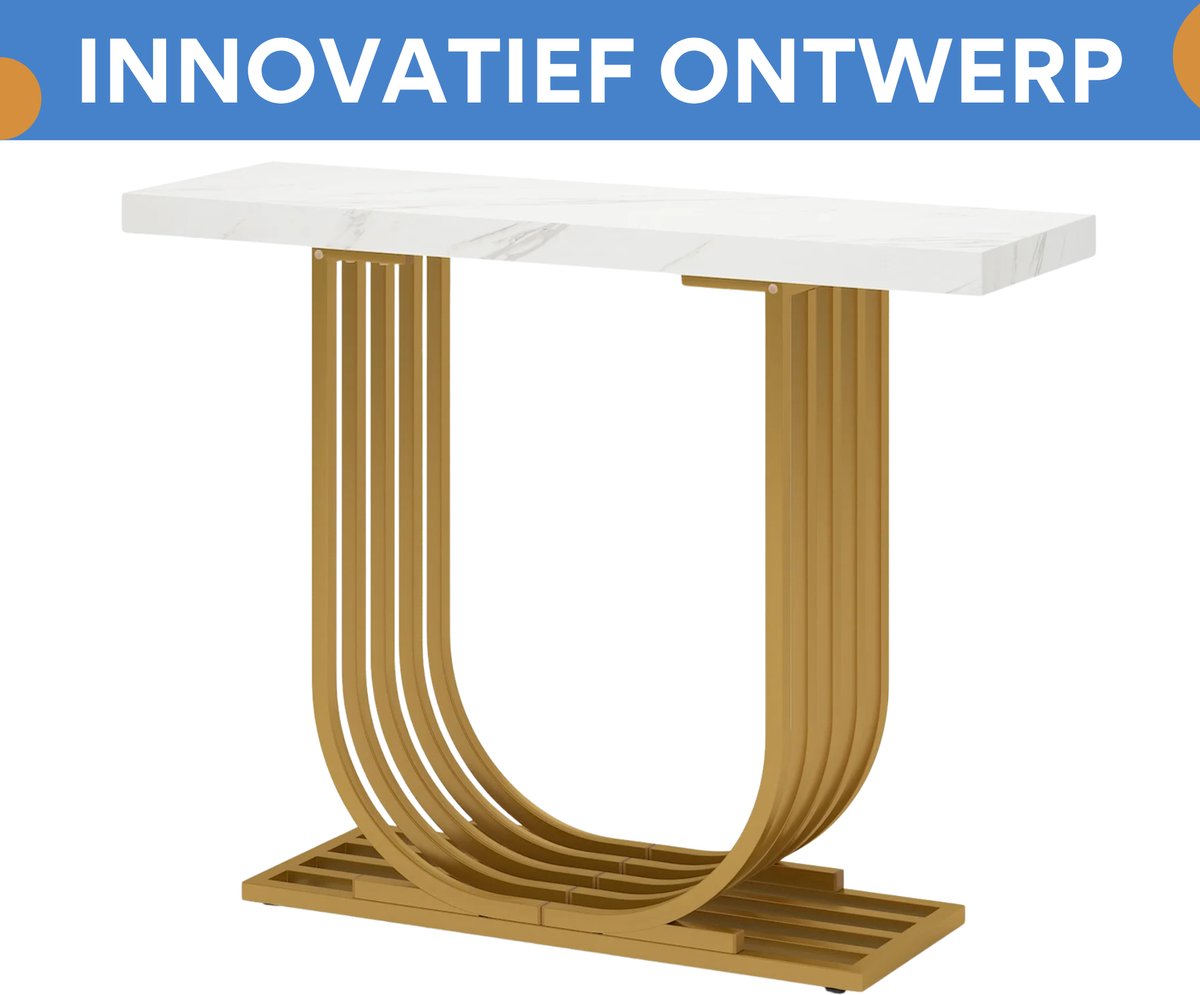 Consoletafel Valita - Haltafel - 100cm - Wandtafel - Gang of woonkamer - Goud/wit