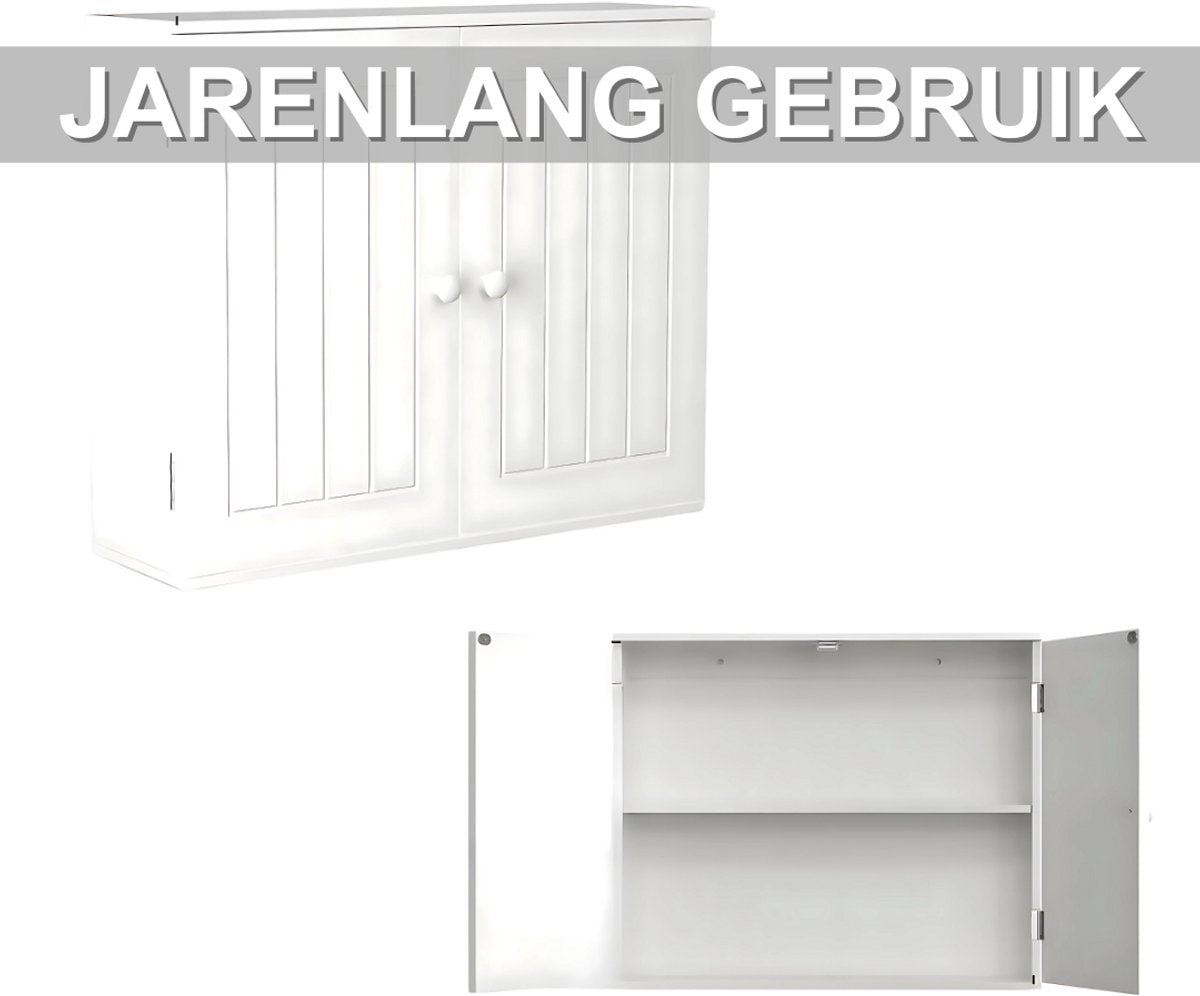 Badkamerkast Nivia - dubbele deur - Badkamermeubel - Voor Wandmontage - 3-Laags - Zwart