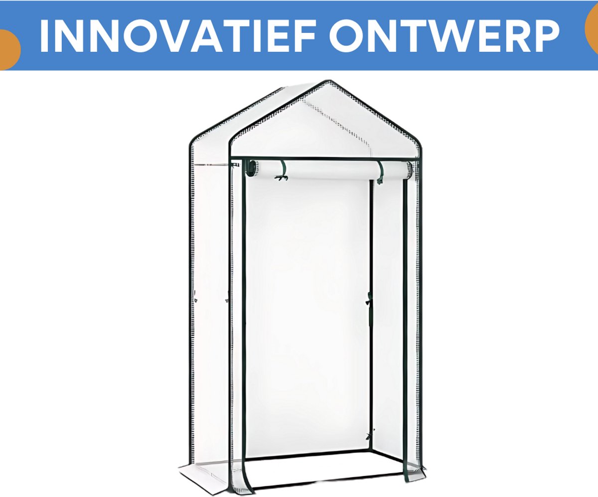 Foliekas Tuinkas - Winterbestendig - PE-folie 135 g/m² - Kweekhuis - Broeikas - Kweekkast voor tomaten & klimplanten - 100x50x190cm Wit