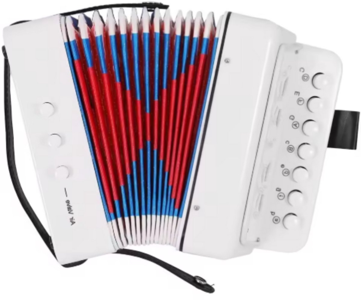 Kinderaccordeon - Speelgoedinstrument - Muziekinstrument voor kinderen - 2-Bass - 7 Noten - Wit