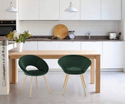 Luxe Velvet Stoel - Groen - Eetkamerstoel - Met armleuning - Vergaderstoel - Gouden Metalen poten - Set van 1 - Zithoogte 47cm