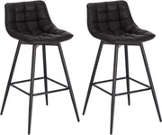 Happyment® Leren barkrukken met rugleuning - Set van 2 - Ergonomisch - barstoelen - Keuken - Antraciet - Black friday - Sinterklaas - Kerstcadeau