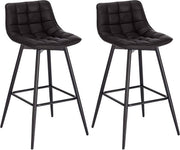 Barkruk Zizi Industrial - Antraciet - Barkrukken set van 2 - Barstoel Kruk - Barstoelen met rugleuning - Keukenstoel - Kunstleer