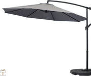 Happyment Zweefparasol deluxe - Langwerpig - Zonder voet - Grijs - Terras of tuin - 300cm
