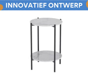 Massieve bijzettafel Mira - Zwart - Salontafel - Woonkamer - Emerald look - Side table - 40cm