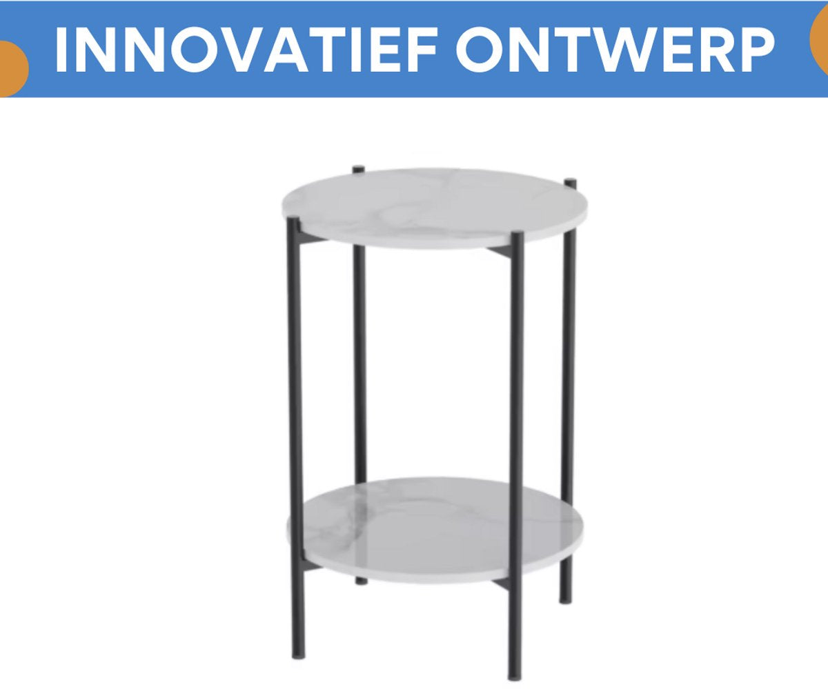 Massieve bijzettafel Mira - Zwart - Salontafel - Woonkamer - Emerald look - Side table - 40cm