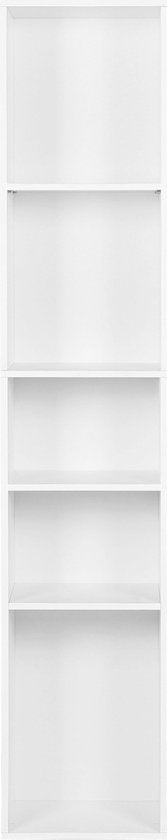 Happyment Boekenkast Kali - 5 Vakken - Wit - Boekenkast - Boekenrek - Woonkamer, slaapkamer en kinderkamer - Hout - 30 x 151 x 26 cm