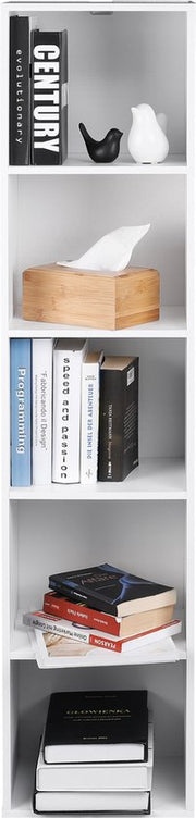 Happyment Boekenkast Mali - Opbergrek - 6 Lagen - Open Planken - Kantoor - Woonkamer - Slaapkamer - 30x24x158.5 cm - Wit