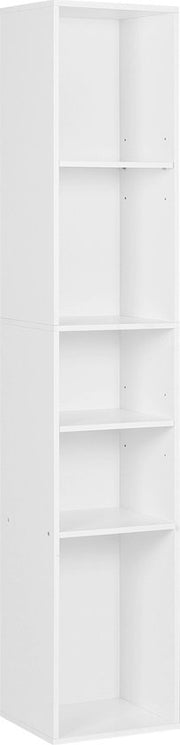 Happyment Boekenkast Kali - 5 Vakken - Wit - Boekenkast - Boekenrek - Woonkamer, slaapkamer en kinderkamer - Hout - 30 x 151 x 26 cm